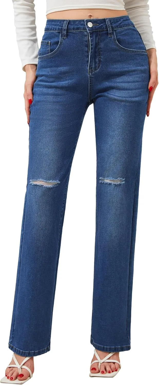 

Женские джинсы AMPOSH с высокой посадкой и прямыми штанинами