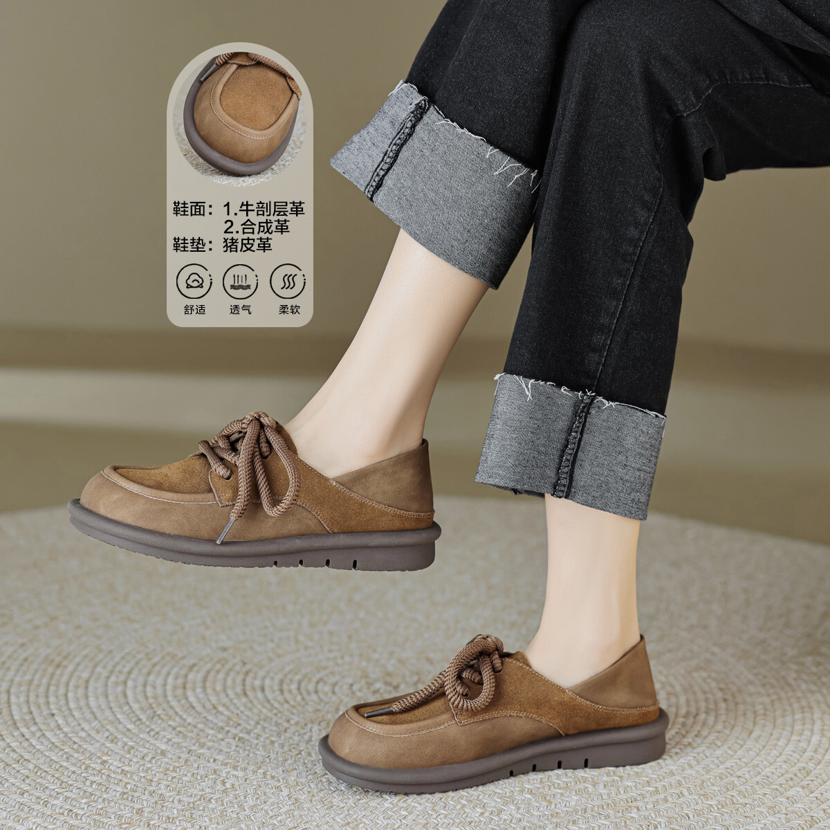 

Туфли женские повседневные Women's Casual Shoes Women's Khaki Dme