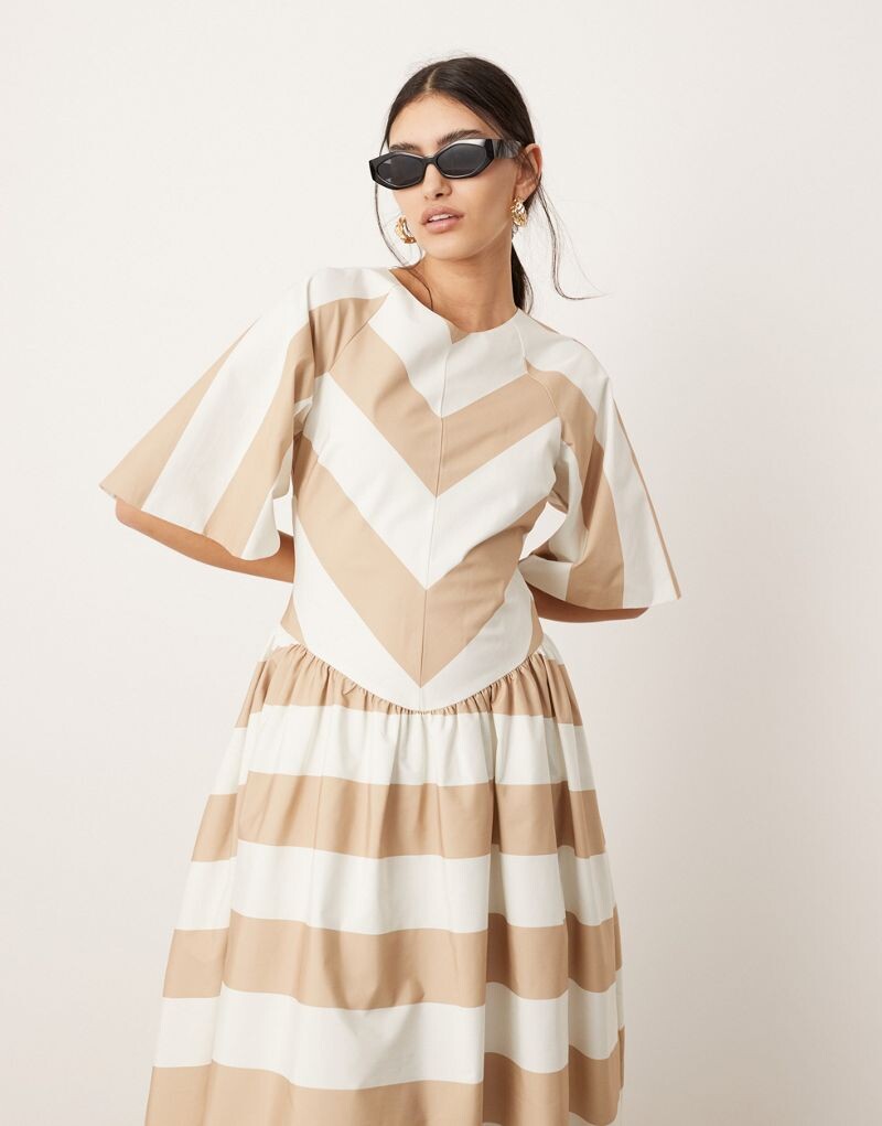 

ASOS Edition – платье миди с заниженной талией и карманами в широкую полоску