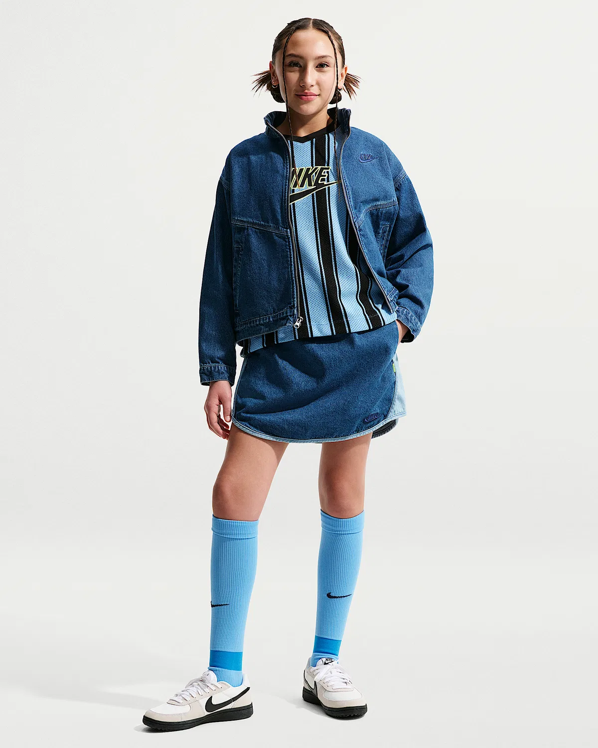 Детская джинсовая юбка Nike Sportswear Collection, Mystic Navy/Light Armory Blue/Aegean Storm/Coastal Blue