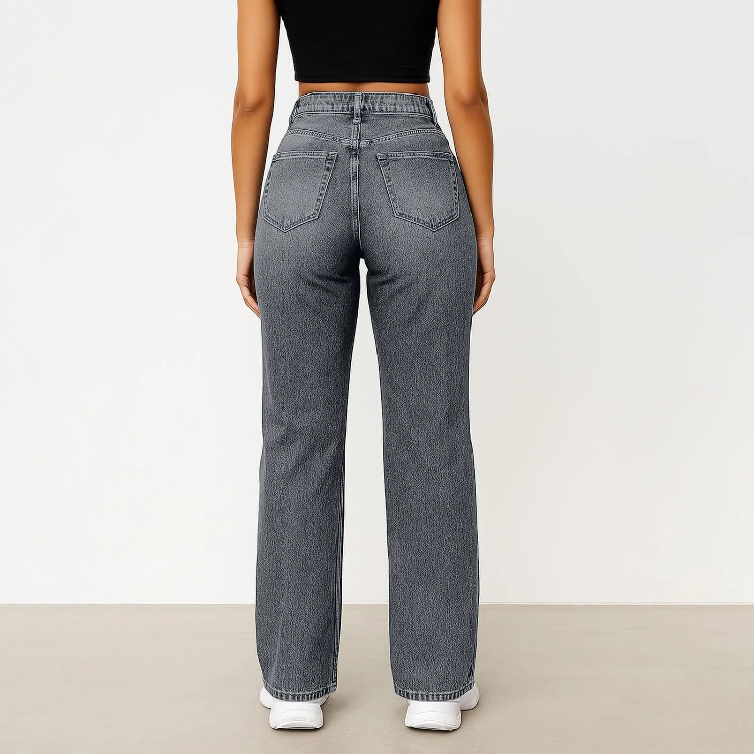 Прямые джинсы для женщин Casual Denim Pants Boyfriend High Waisted — фото 3