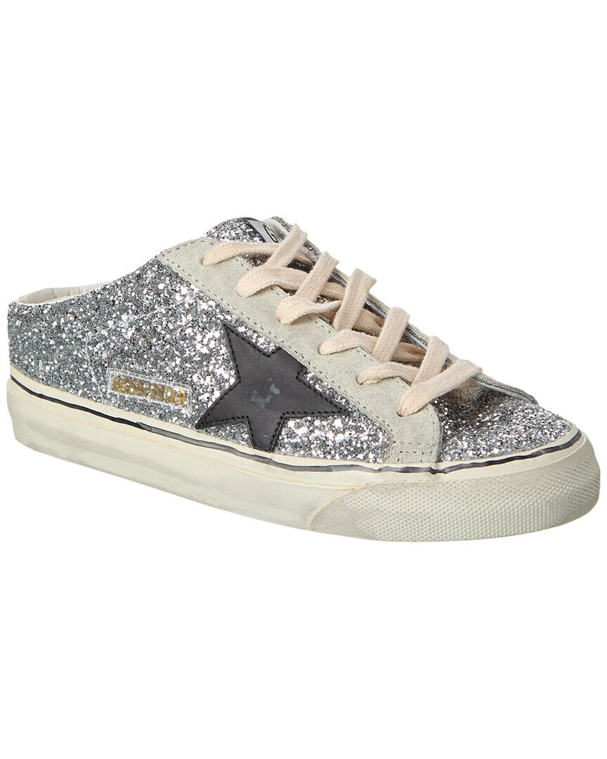 

Кроссовки Golden Goose Superstar Sabot с блестками и замшей, серый