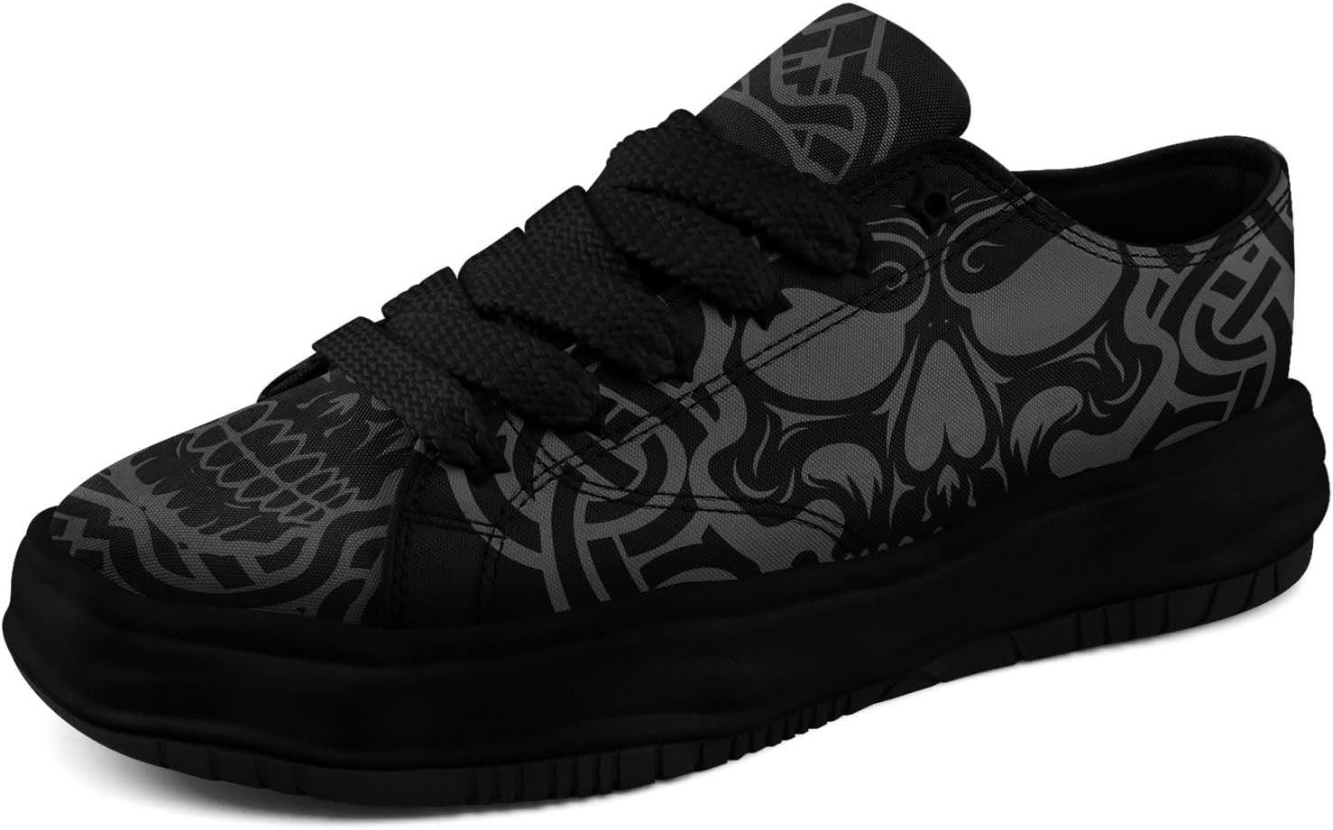 

Мужские готические кроссовки coolcustomize с черепами, модные, повседневные, для скейтбординга, из холщовой ткани, женские, уличная мода, удобные для ходьбы, черный