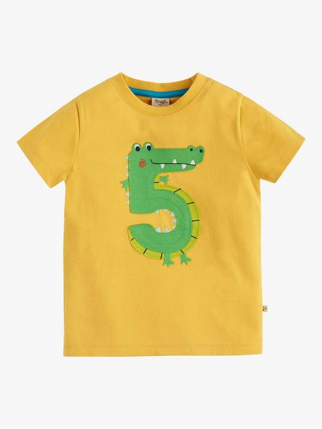 Детская футболка Magic Number 5 Organic Cotton с крокодилом Frugi, Bumble Bee Yellow/Multi — фото 2
