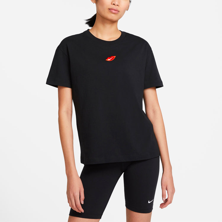 Футболка (WMNS) Nike Sportswear Casual Sports Round Neck Flaming Lips Short Sleeve Black T-Shirt DB9819-010 — фото 4