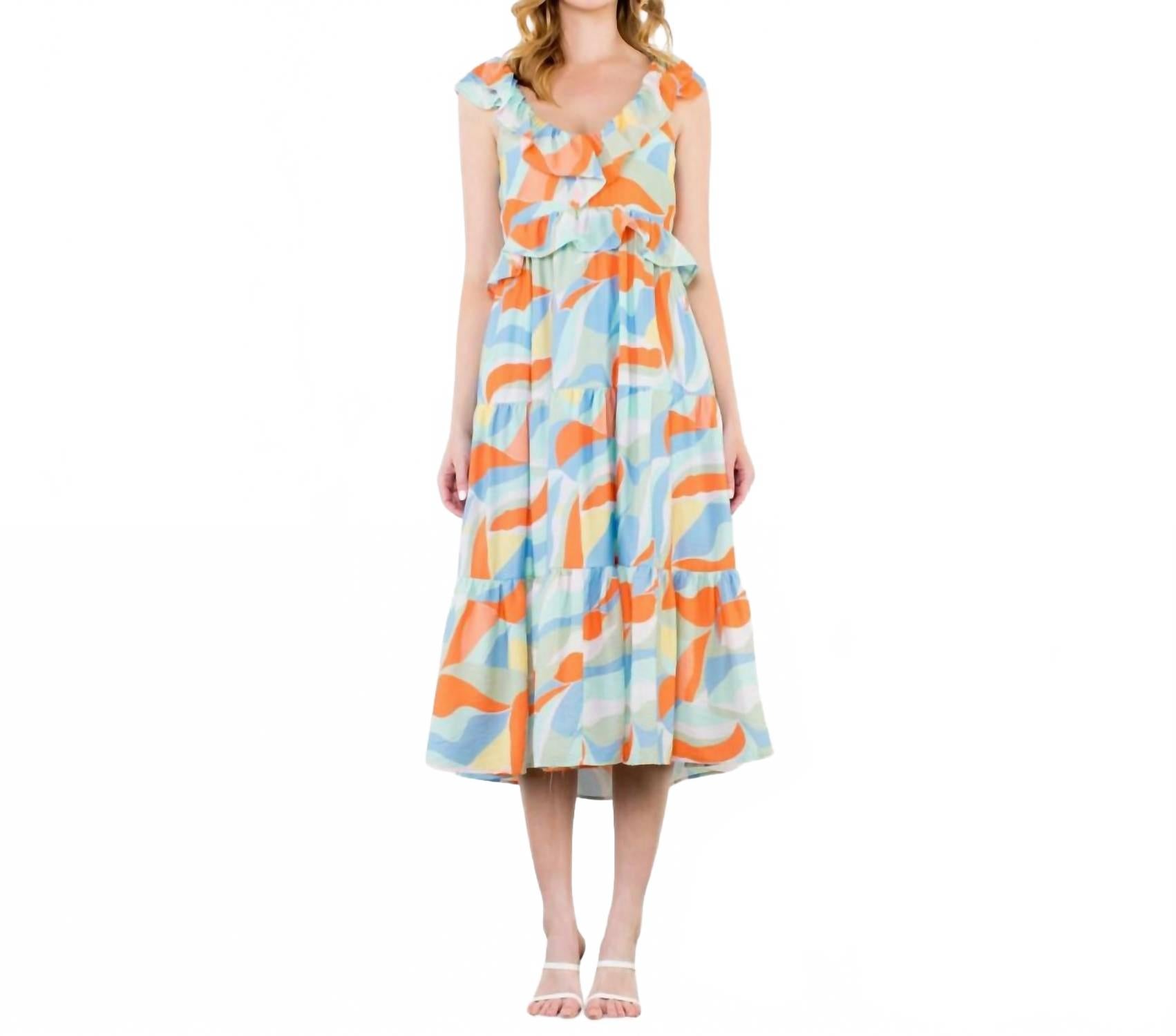 

Макси-платье с абстрактным принтом в мультиколоре THML