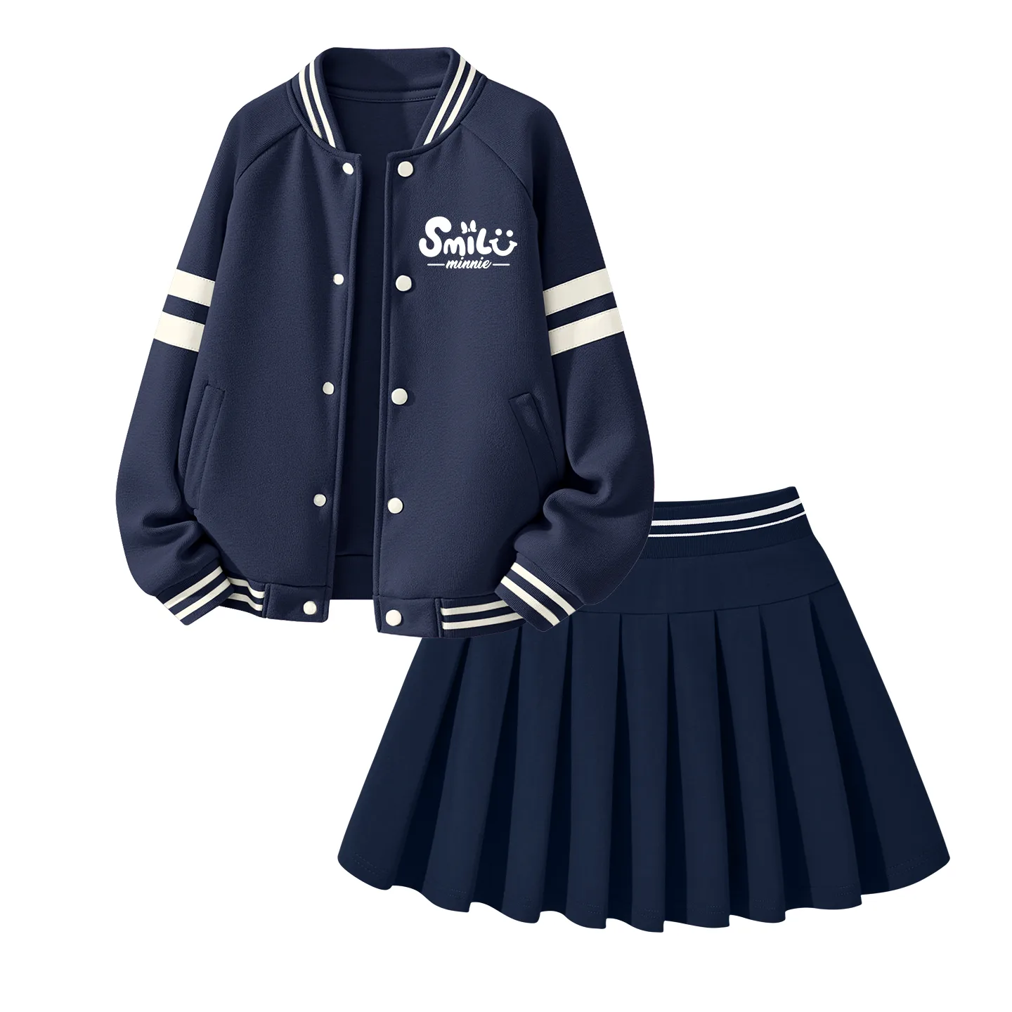 Детский комплект из двух предметов с юбкой средней длины Disney, Di B Letter Smile K Navy Blue+Solid Color Deep Sea Blue