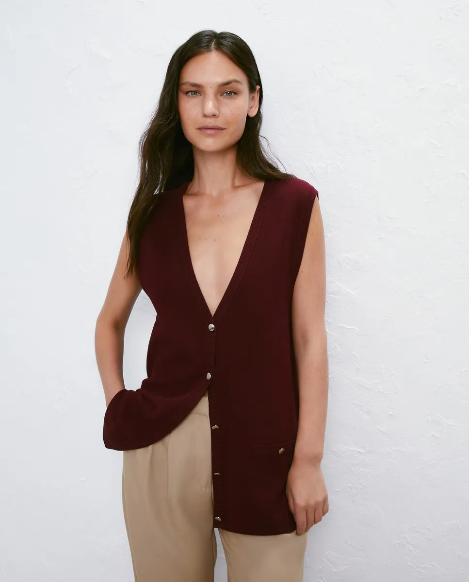

Полноигольный женский жилет Easy Wear, бордовый