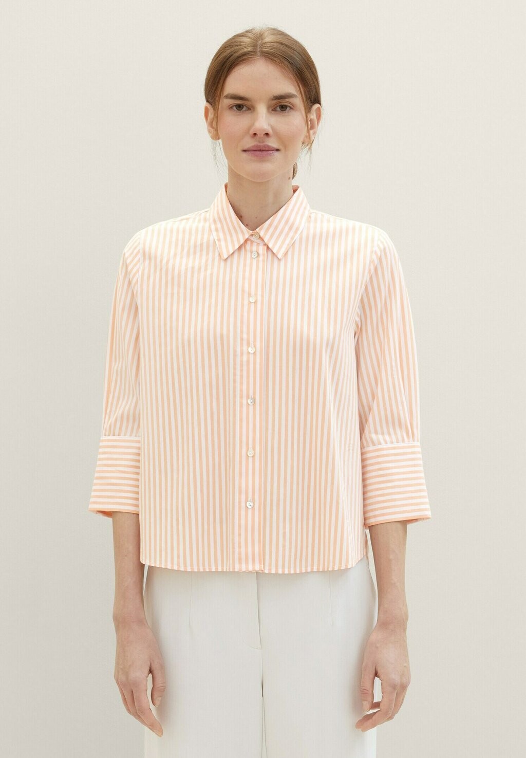 

Блузка-рубашка TOM TAILOR, цвет peach white vertical stripe