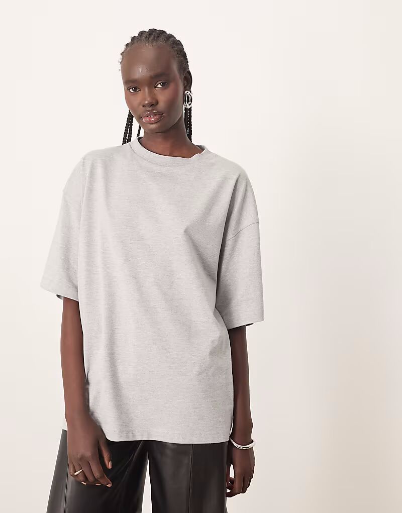 

Футболка ARRANGE oversize премиум-класса из плотной ткани серого меланжевого цвета