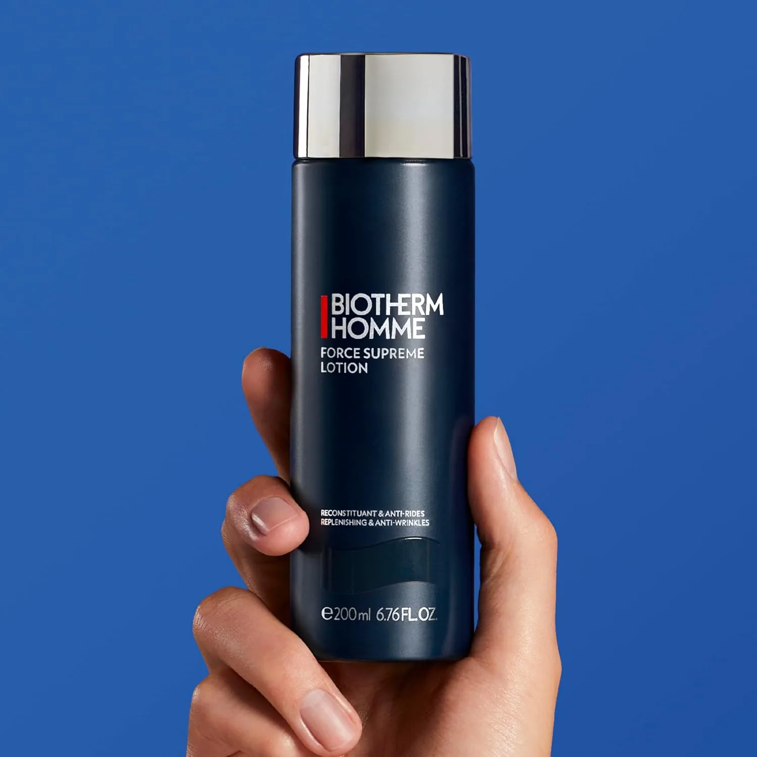 Biotherm Force Supreme лосьон для лица, восстанавливающий и антивозрастной для мужчин с Pro-Xylane и экстрактом кедровых почек, укрепляет и тонизирует кожу, помогает уменьшить признаки старения, 200 мл, Blue — фото 4
