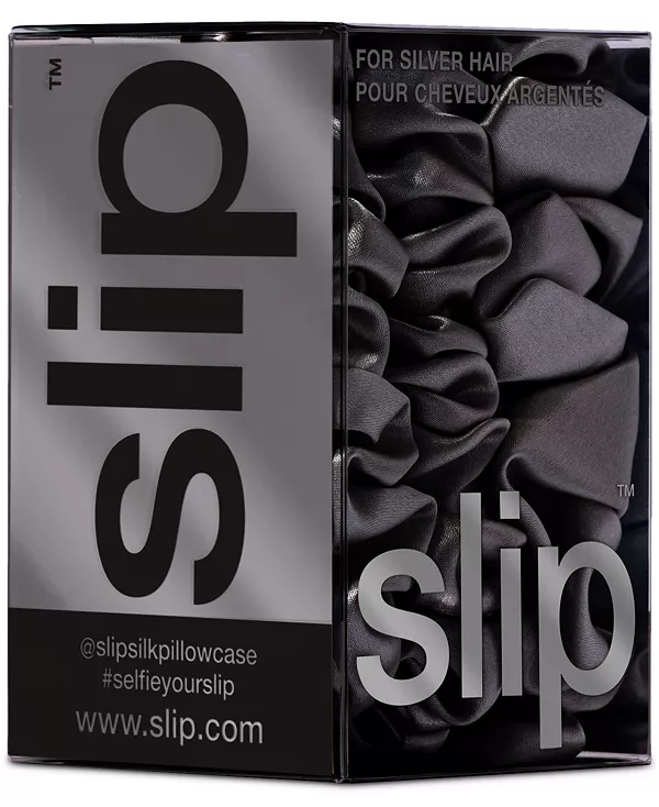Набор из 3-х предметов из чистого шелка, резинок для волос разных цветов Slip, silver — фото 4