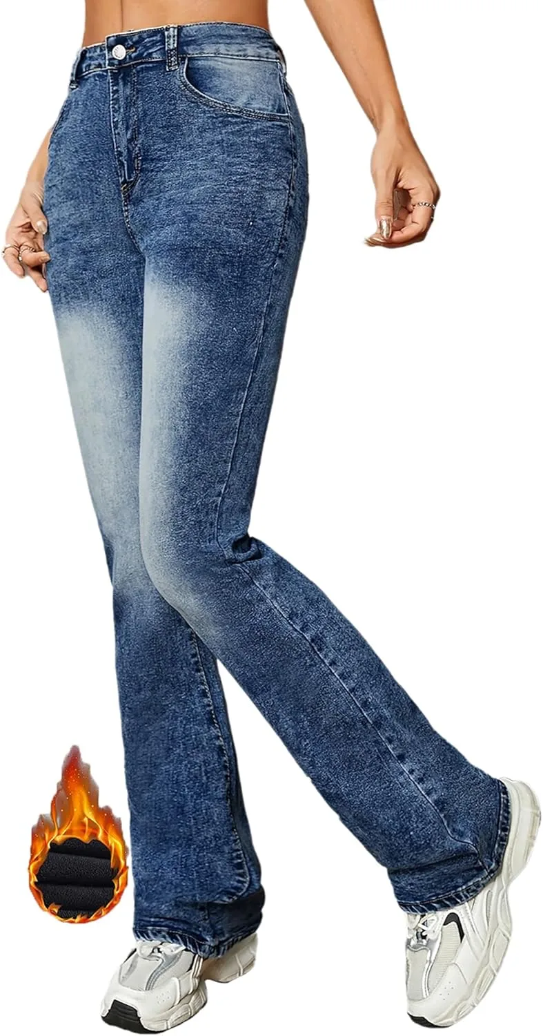 

Женские утепленные джинсы с флисовой подкладкой High Waisted Bootcut TACSTRUN