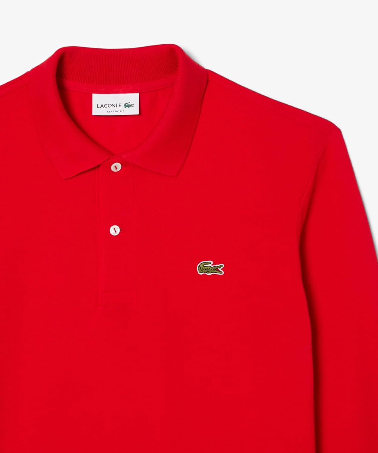 Официальная поло-рубашка Lacoste Original Fit с длинным рукавом, модель L1312, красный — фото 2