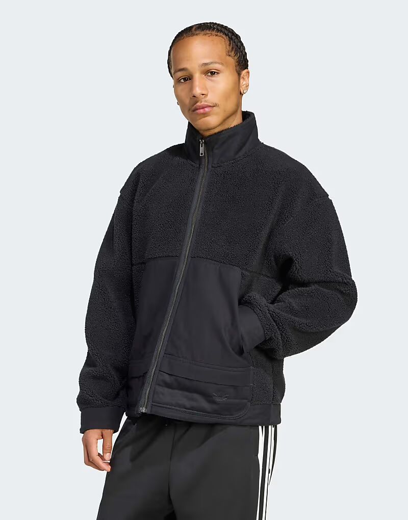 

Куртка Premium essentials из флиса с застежкой-молнией черного цвета Adidas Originals