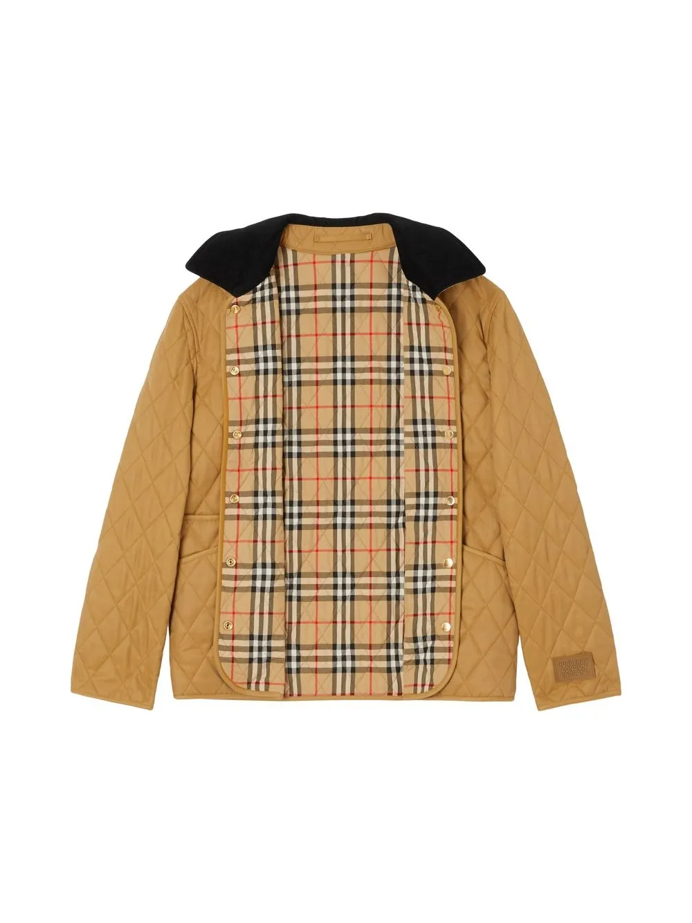Куртка Burberry, стеганая, вельветовой воротник, коричневый — фото 2