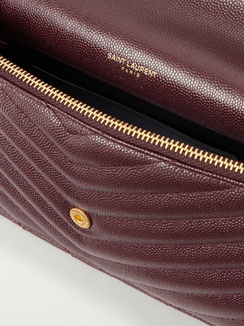 Мини-кошелек с цепочкой Cassandre Envelope из стеганой кожи SAINT LAURENT, бордовый — фото 4