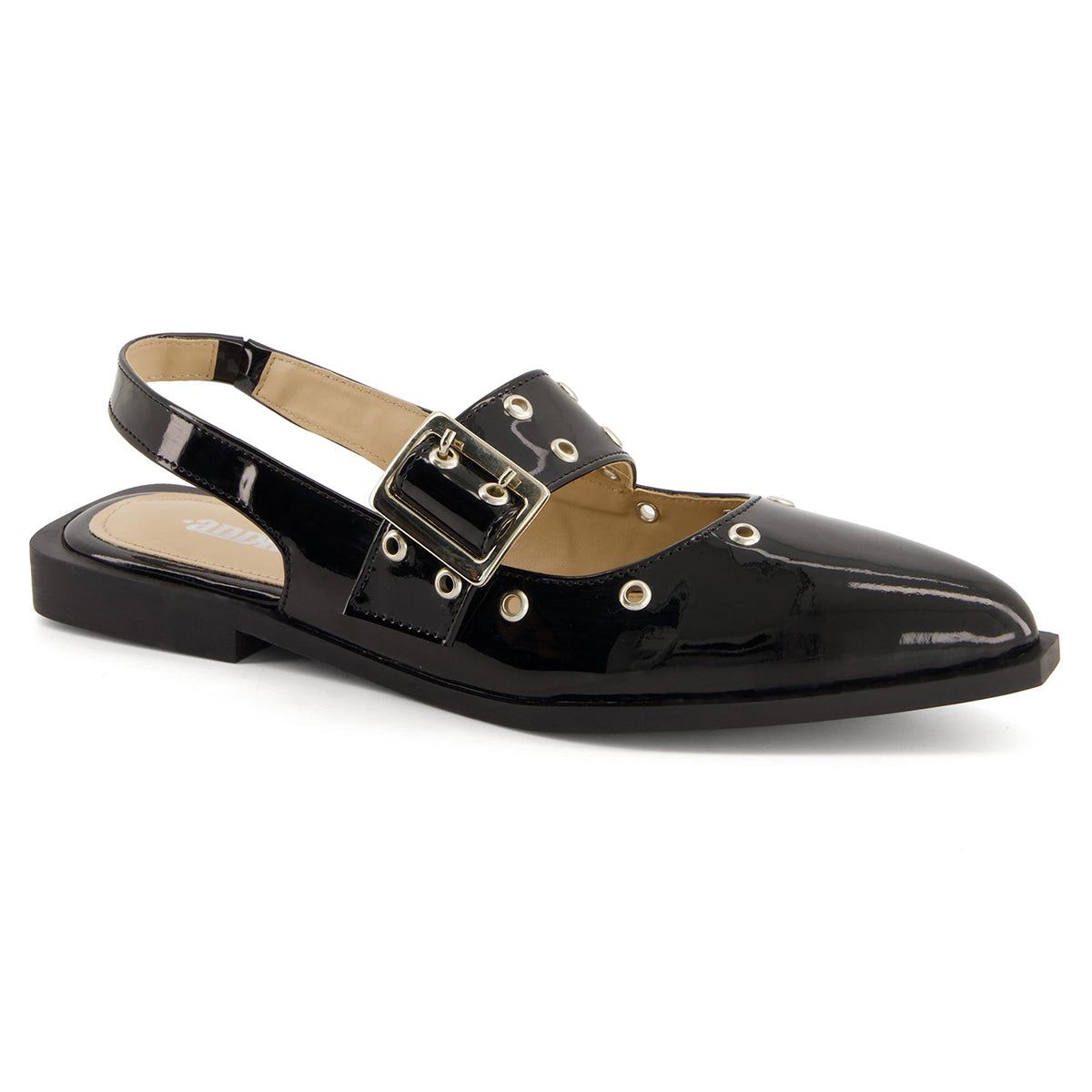Туфли-лодочки Andrea Slingback Flats с широкой пряжкой, черный