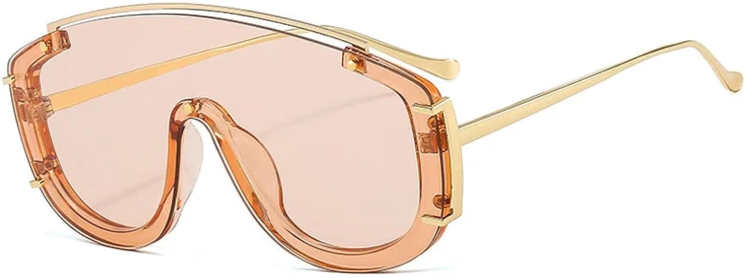 

Модные солнцезащитные очки большого размера для женщин в стиле ретро с заклепками, для мужчин – разноцветные градиентные солнцезащитные очки с защитой от УФ-излучения UV400 TVTBBVV, Champagne