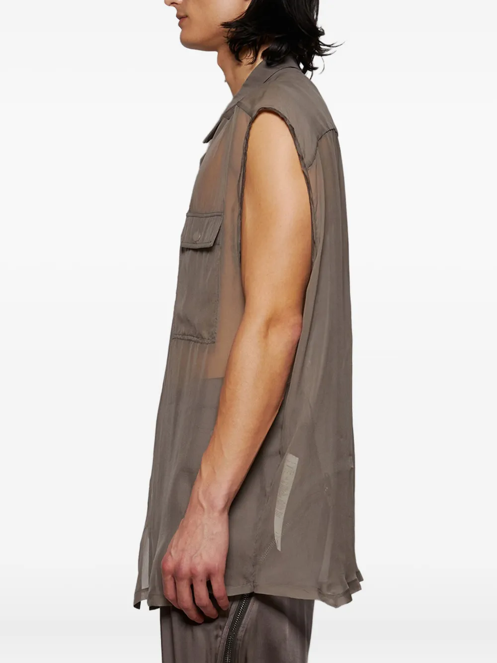 Прозрачная рубашка без рукавов Rick Owens, серый — фото 4