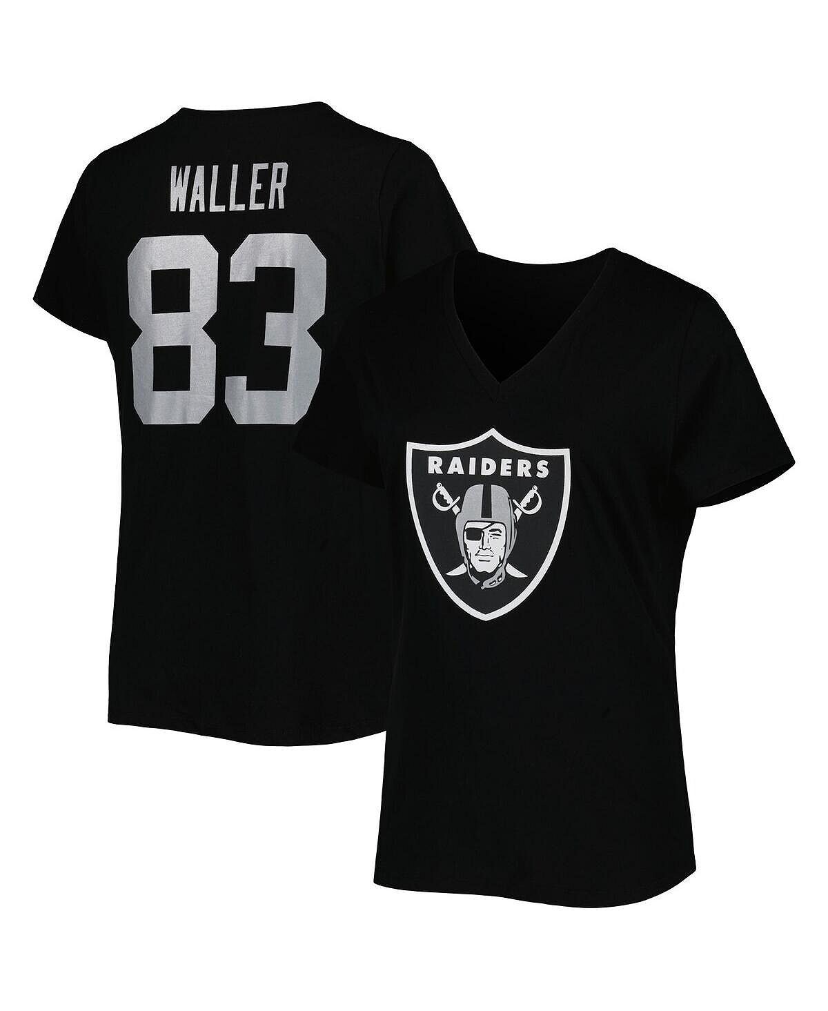 

Женская черная футболка с логотипом Darren Waller Las Vegas Raiders размера плюс с именем и номером игрока с v-образным вырезом Fanatics, черный