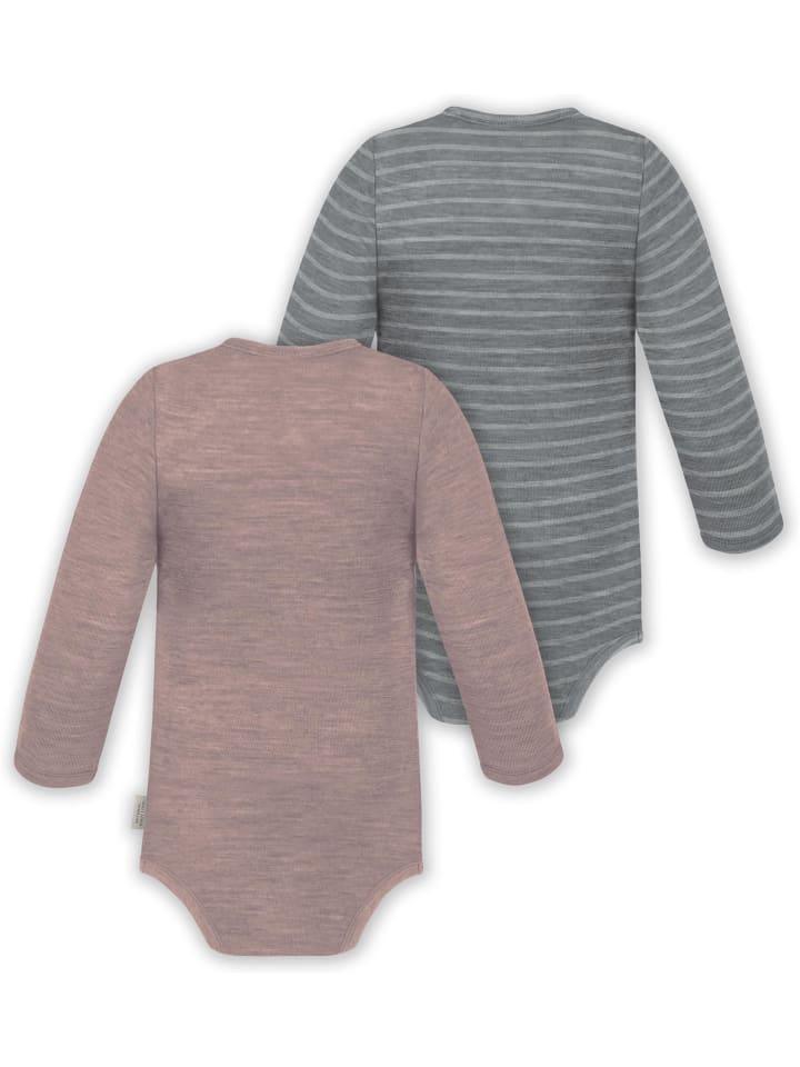 Normani Outdoor Sports Комплект из 2 унисекс боди-слингов с длинными рукавами для младенцев, розово-серого цвета — фото 2