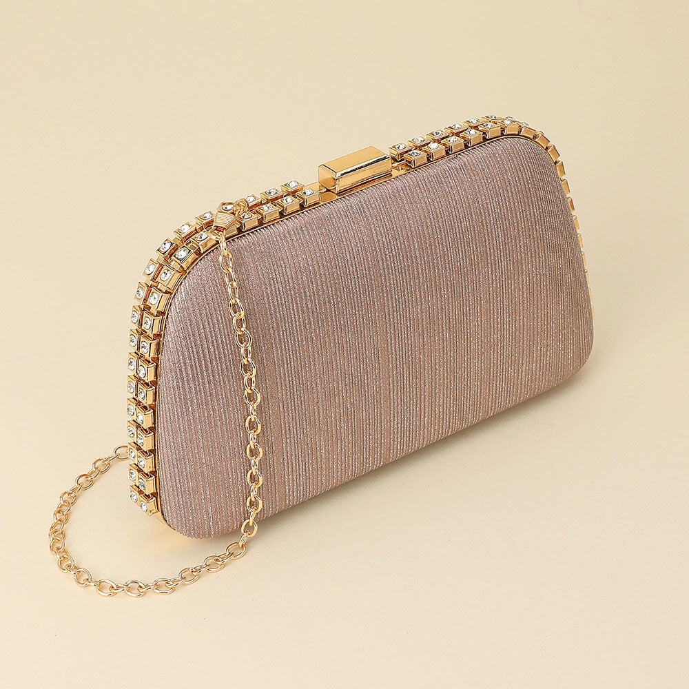 

Вечерняя сумочка-клатч через плечо с отделкой стразами FASHNZFAB, champagne