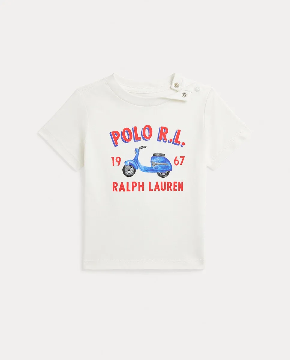 

Baby boy хлопковая футболка с коротким рукавом Polo Ralph Lauren, белый