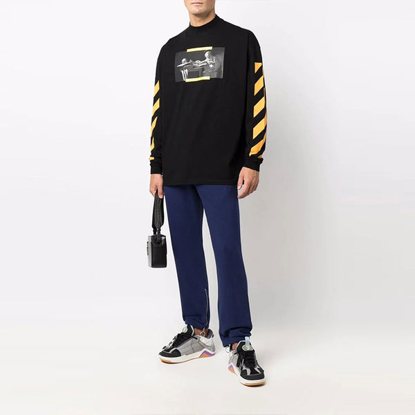 Толстовка men's caravaggio painting pattern stripe long sleeves loose fit black Off-White, черный — фото 2