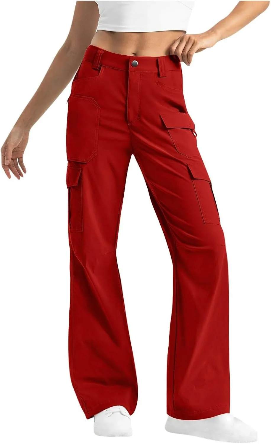 

Женские карго-брюки для походов с высокой талией и широкими штанинами