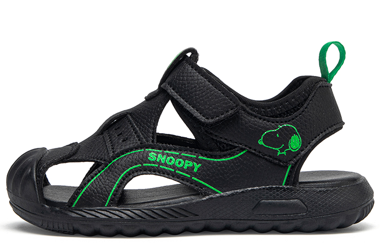 

Скользостойкие противоударные износостойкие легкие детские сандалии черно-зеленые SNOOPY для детей 3-7 лет