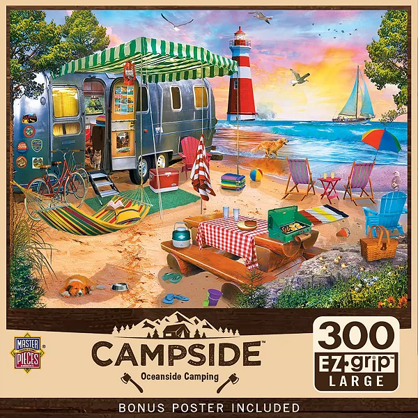 

Шедевры кемпинга - кемпинг на берегу океана, пазл EZ Grip из 300 деталей Masterpieces Puzzles, multicolor