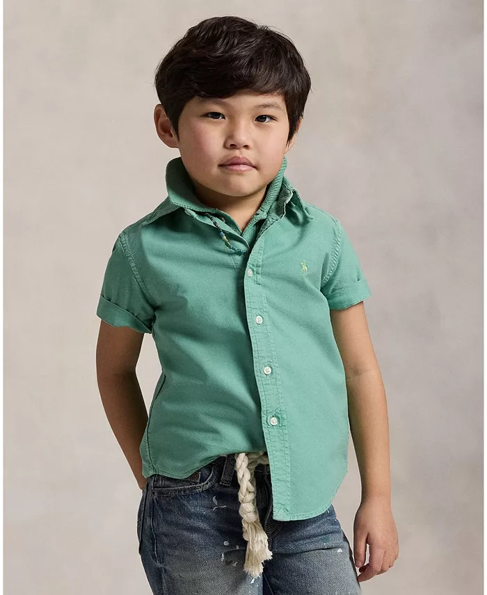 

Рубашка Оксфорд с коротким рукавом для малышей и маленьких мальчиков Polo Ralph Lauren, оранжевый