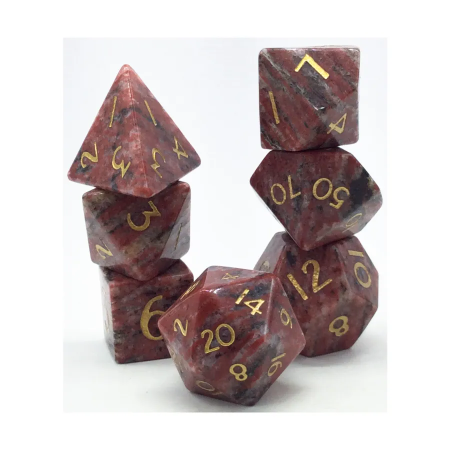 

Набор Poly — красный гранит с золотом (7), Semi Precious Stone Dice (Level Up Dice)
