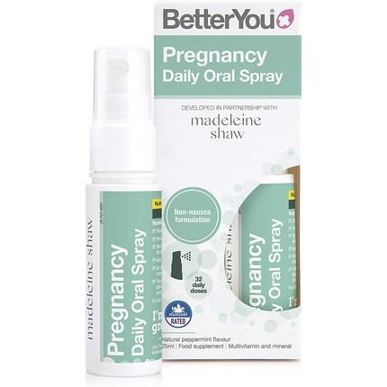 

BetterYou Беременность Ежедневный спрей для полости рта с шестью ключевыми питательными веществами 25 мл Натуральный вкус перечной мяты Better You