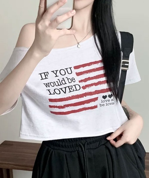 

Футболка укороченная с открытыми плечами NANAHACHI, светло-серый