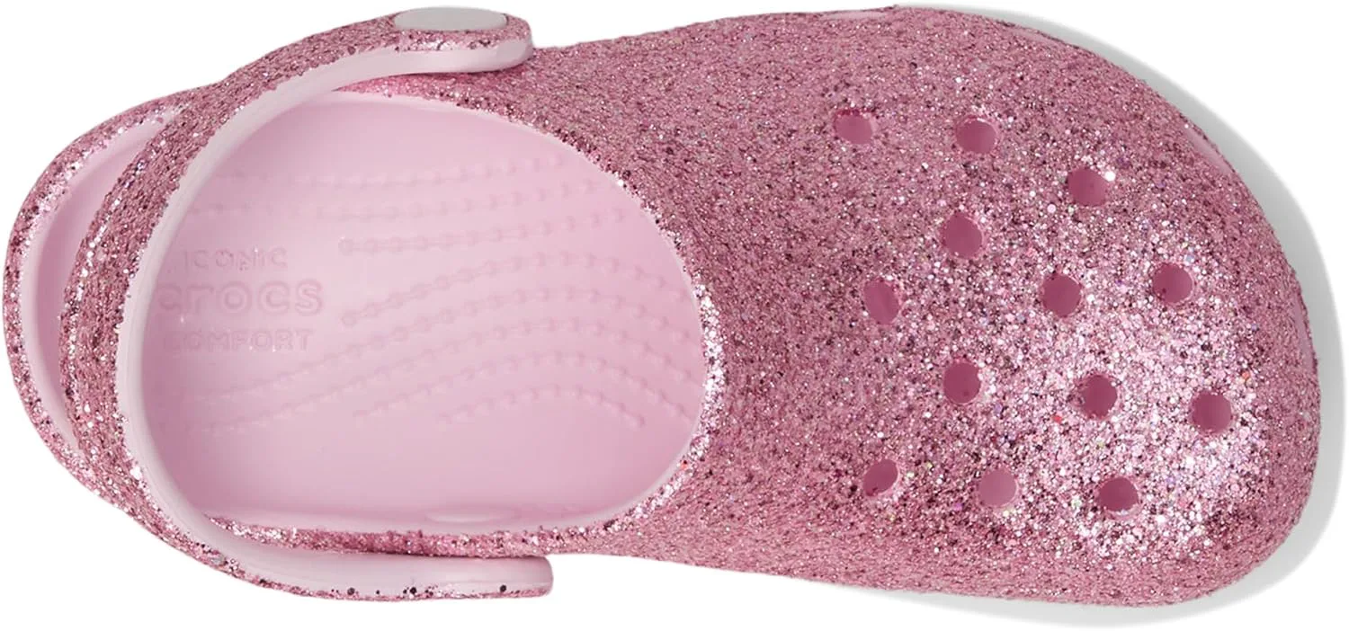 Детские кроксы Crocs Classic с блестками, розовый — фото 2