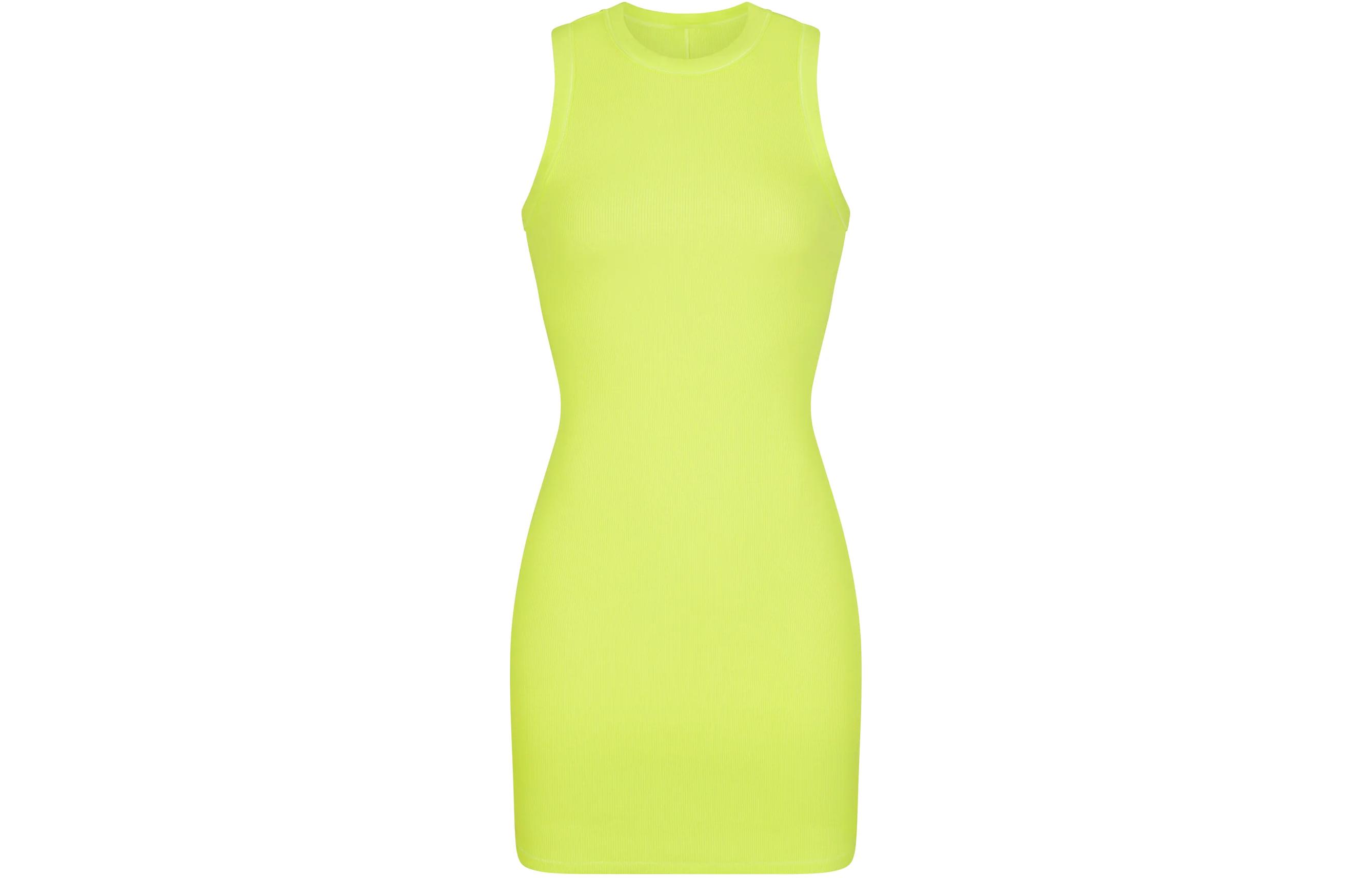 

Хлопковое платье-майка SKIMS COTTON RIB TANK DRESS без рукавов для женщин в цвете желтый нарцисс
