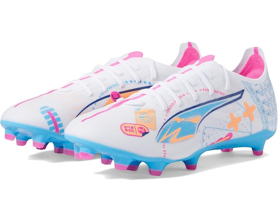 

Кроссовки PUMA Ultra 5 Match Vol. Up Fg/Ag, цвет Puma White-Luminous Blue-Poison Pink-Fizzy Melon