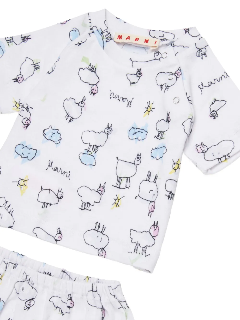 Комплект из рубашки и шортов с принтом Marni Kids, белый — фото 3