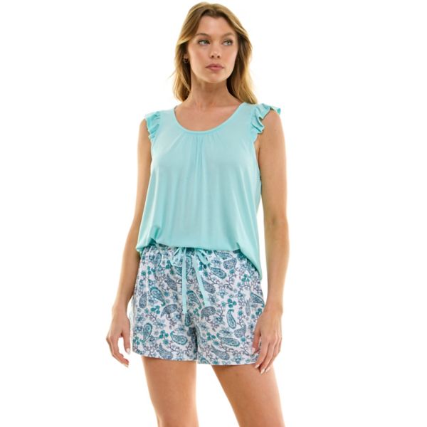 

Женский комплект пижамы из топа без рукавов и шорт Croft & Barrow, цвет light blue peri paisle