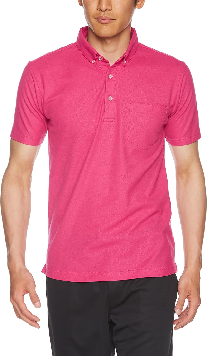 

Мужская поло-рубашка Printstar 00198-BDQ с коротким рукавом, плотность ткани пике 4,9 унции, на пуговицах (с карманами), розовый
