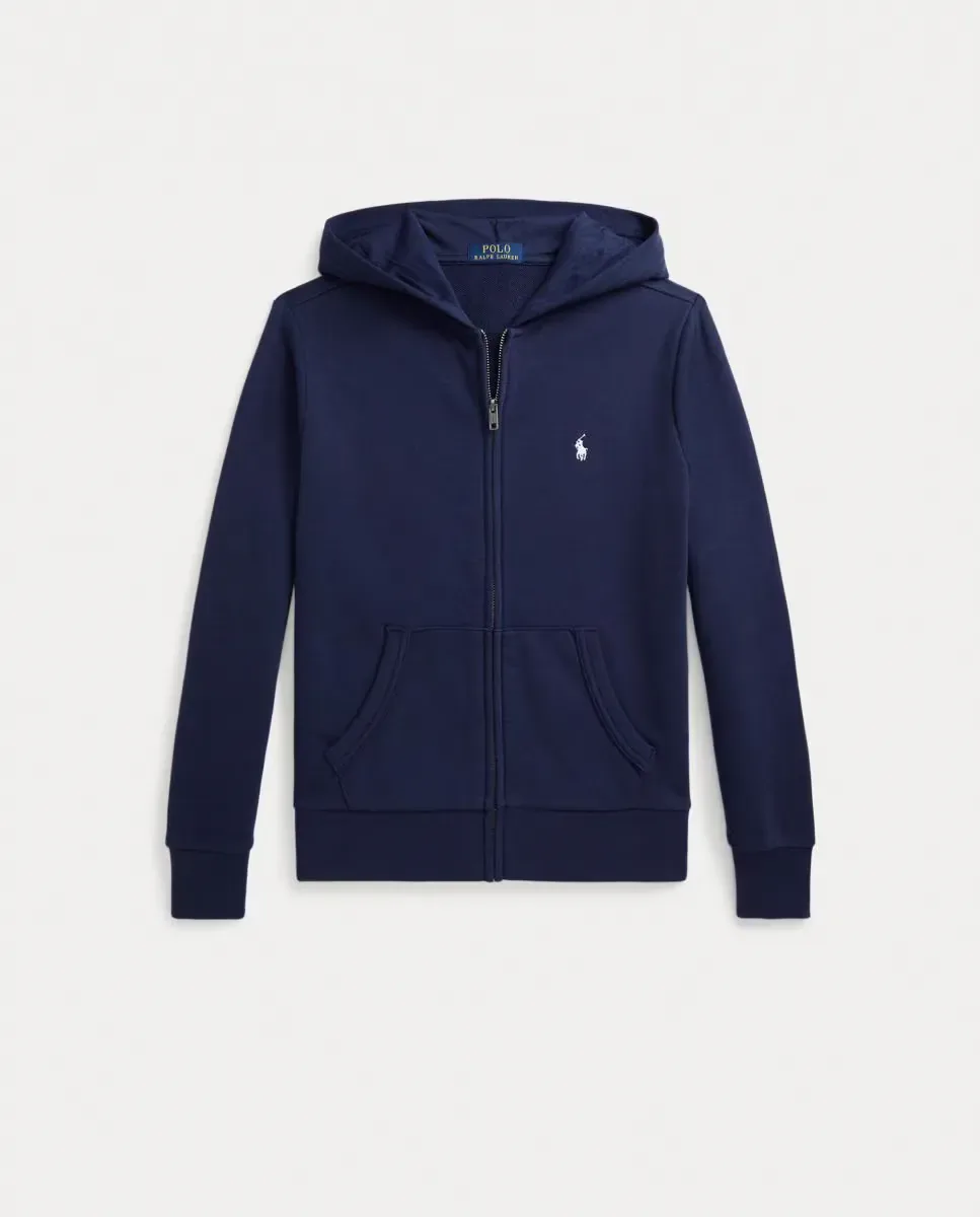 Унисекс толстовка с капюшоном из хлопка на молнии Polo Ralph Lauren, темно-синий