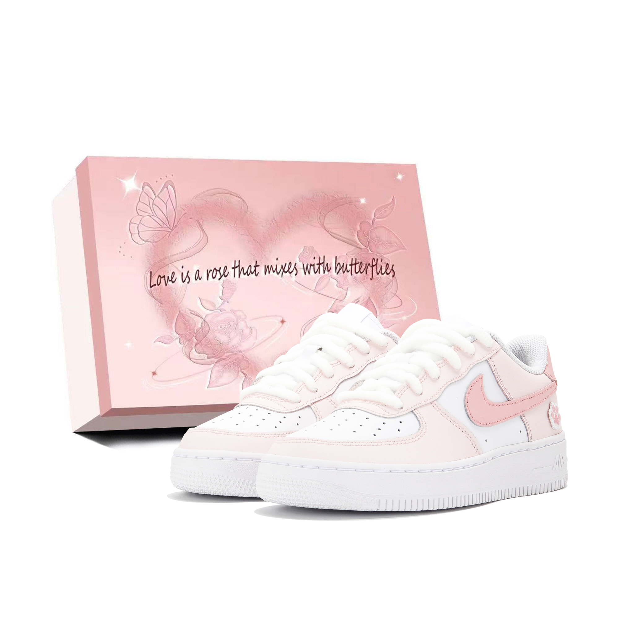 

Nike Детские кроссовки для скейтбординга Air Force 1 LE с амортизацией, противоскользящие, износостойкие, низкие, розовые, для подростков