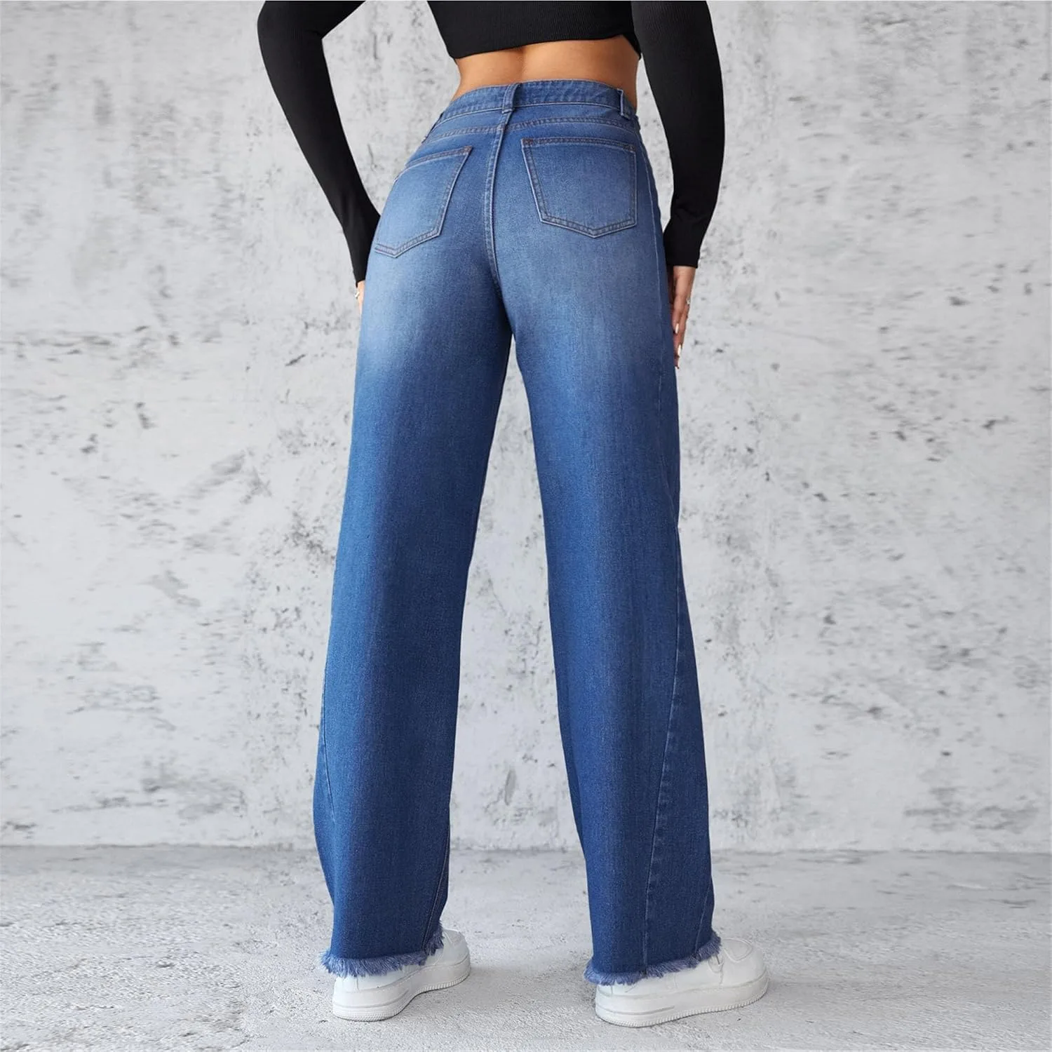 Женские джинсы прямые широкие укороченные high waisted stretchy — фото 3