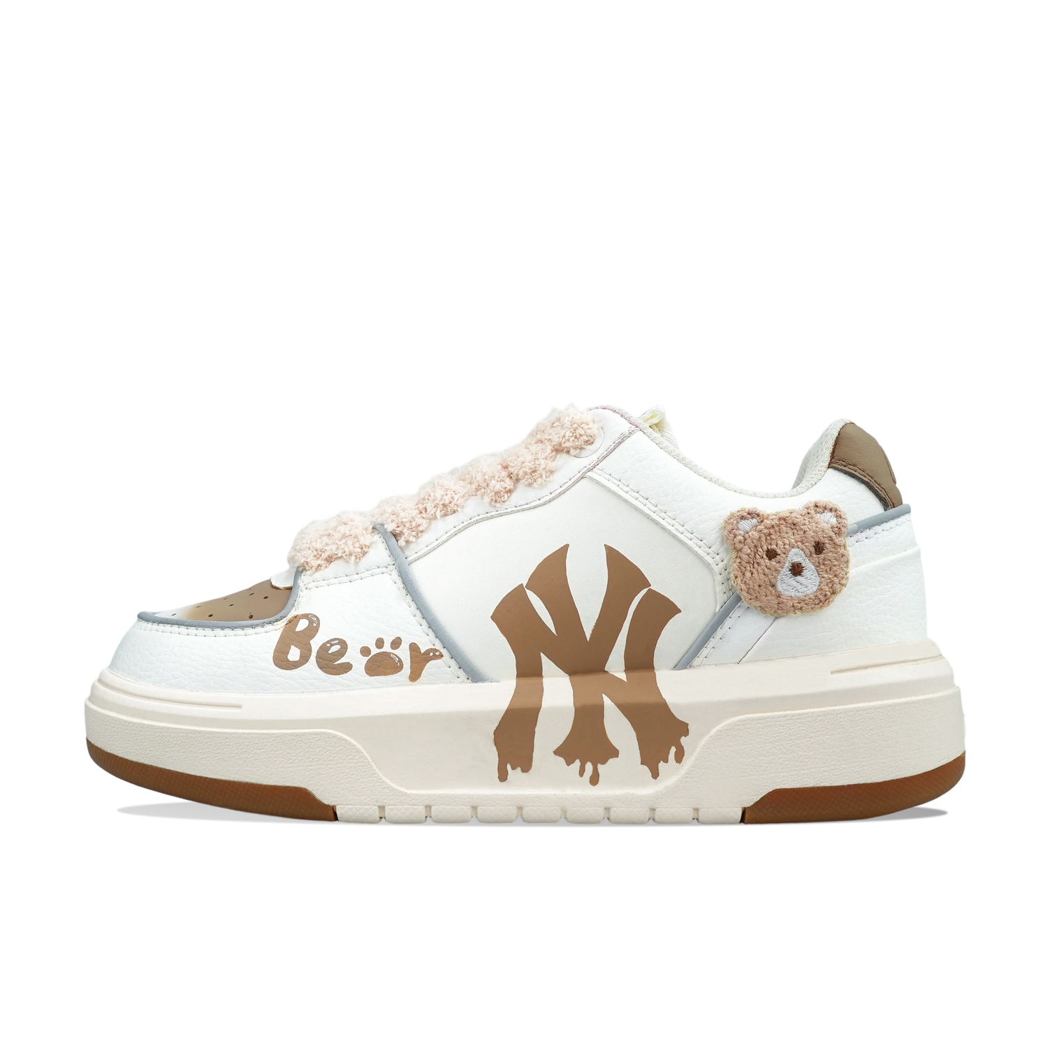 MLB Chunky Liner Synthetic Leather Low top Skateboard Shoes Unisex White Brown — фото 3