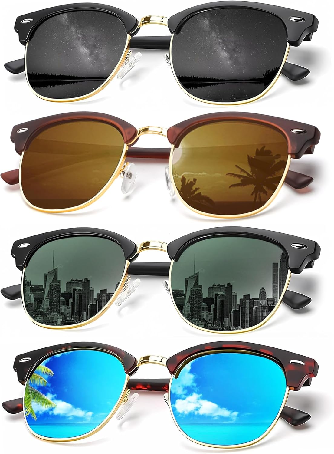 

Солнцезащитные очки KALIYADI для мужчин, поляризованные, унисекс, полуободковая оправа, ретро-стиль, для вождения, с защитой от УФ-излучения, E04-black/Tortoise Ice Blue/Tortoise G15/Black