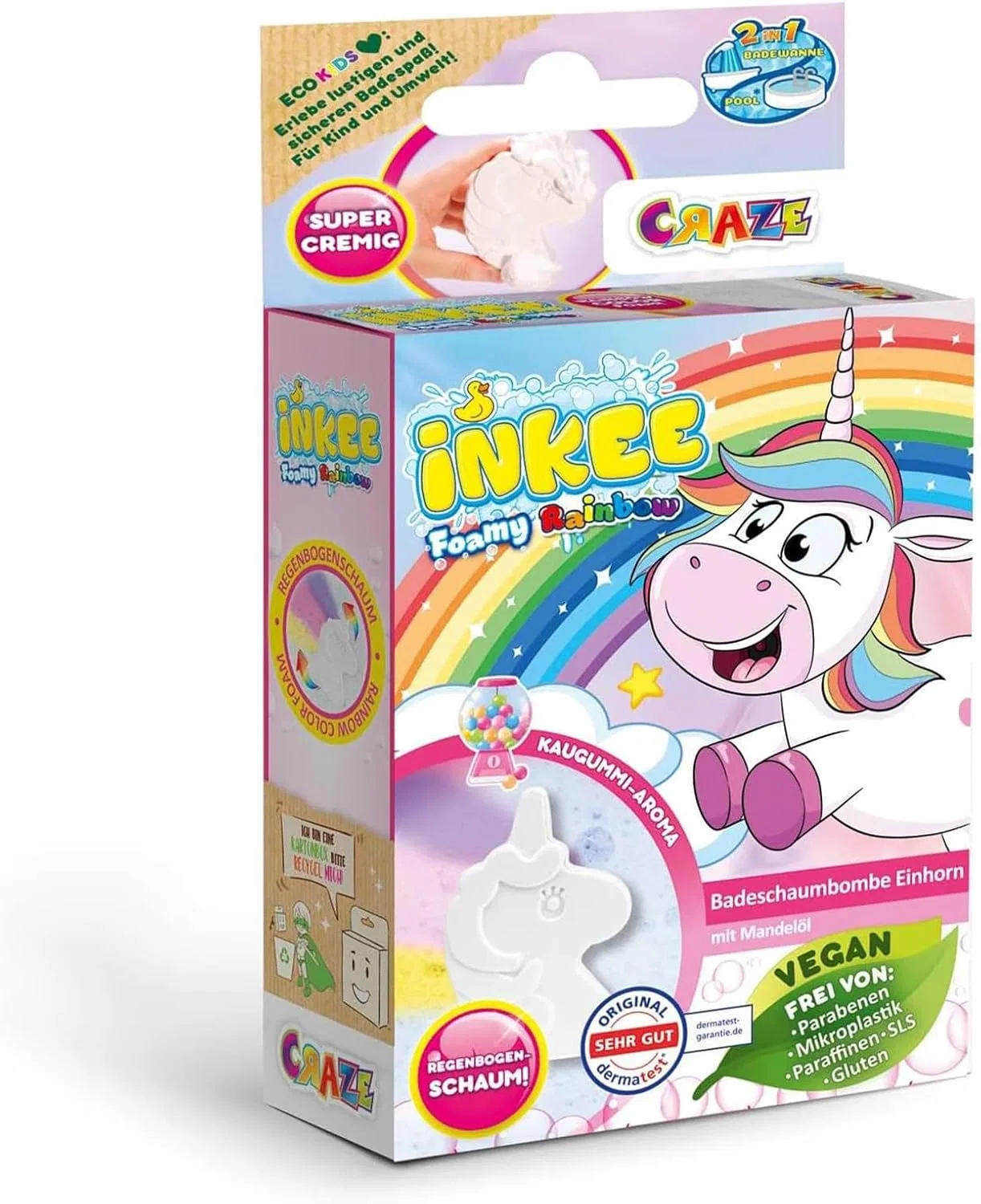 Набор бомбочек для ванны CRAZE Inkee Foamy Rainbow Unicorn с ароматом жевательной резинки Craze — фото 2