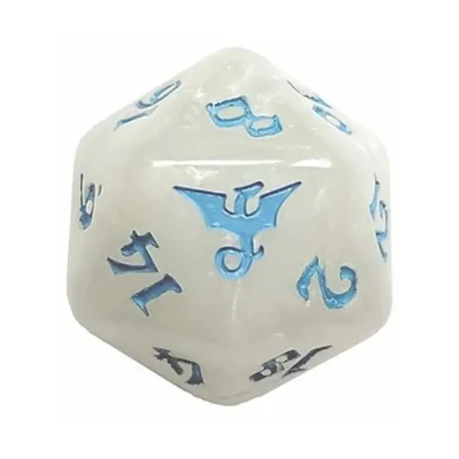 

d20 Белый водоворот с синим, Dragon Dice (Black Oak)