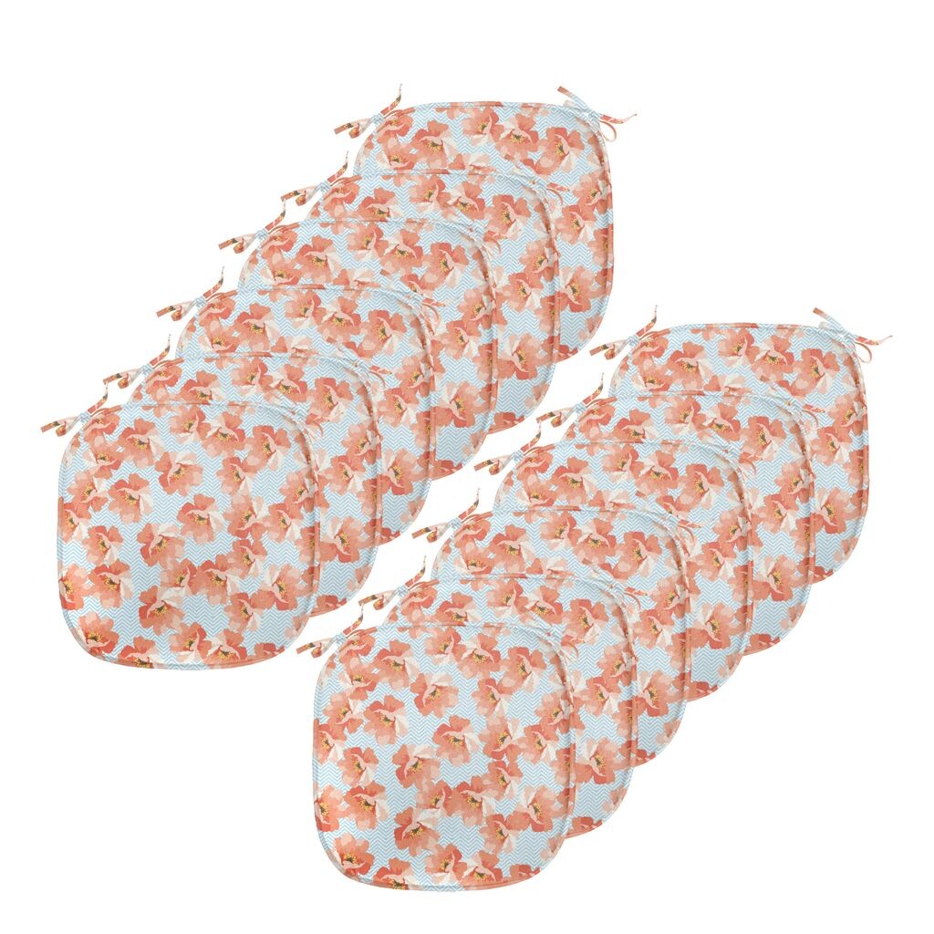 

Подушки на обеденный стул ABAKUHAUS Coral, Romantic Poppy Blu, декоративная водонепроницаемая подушка с ремнями для кухонных сидений, 40 см x 40 см — упаковка из 12 шт., коралловый бледно-голубой желтый